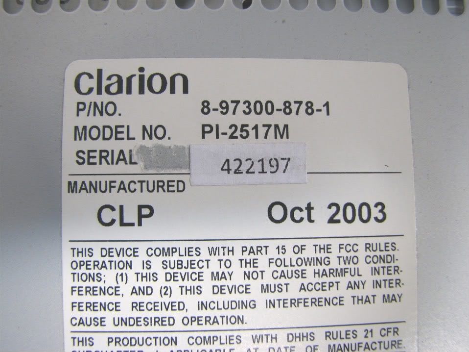 PlanetIsuzoo.com (Isuzu SUV Club) • View topic - 2003 Isuzu radio